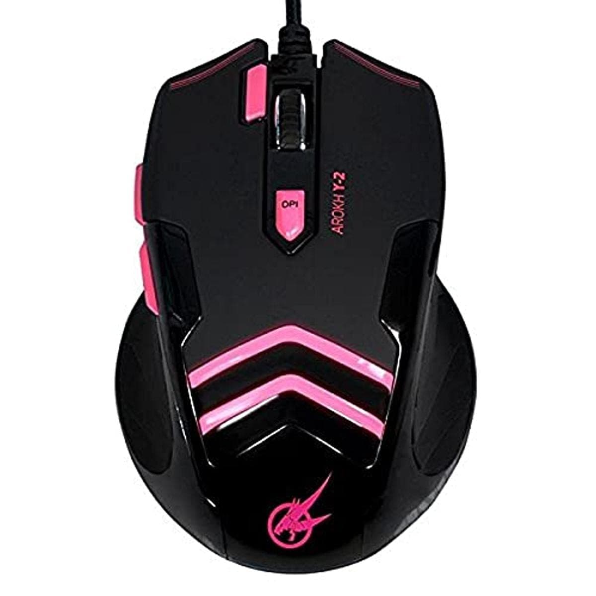 Port Designs Arokh Y-2 Professional Wired & Weighted Black/Pink Optical USB Gaming Mouse for Windows/Mac
