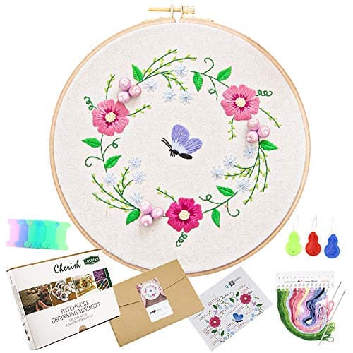 Embroidery Kits for Beginners, Stamped Floral and Flower Pattern Cross Stitch Kits for Adults, Kids Craft Kits