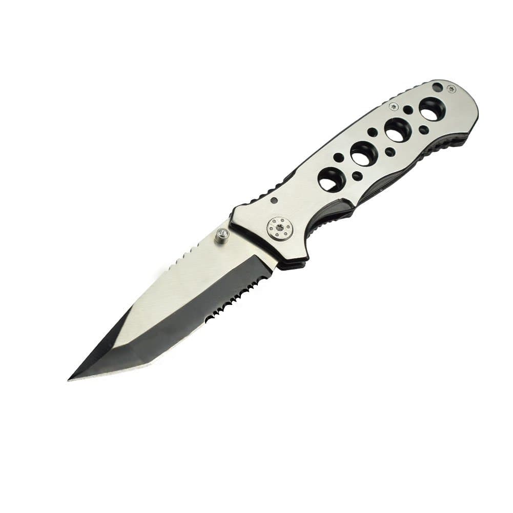 Outamateur Tactical Folding Knife - Rescue Knife with Stainless Steel Blade, Liner Lock, Belt Clip for Camping Hiking Hunting Self Defense Emergency Situation