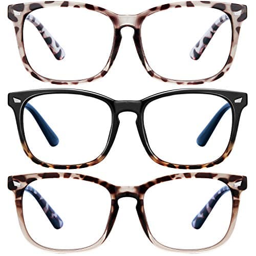 Blue Light Blocking Glasses - 3Pack Computer Game Glasses Square Eyeglasses Frame, Blue Light Blocker Glasses for Women Men, Anti Eye Eyestrain Reading Gaming Glasses Non Prescription