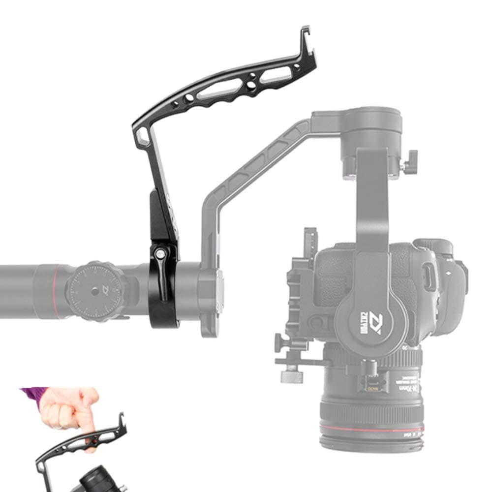 AgimbalGear DH09 Inverted Handheld Grip for Crane 2 Cold Shoe Mount Connect Monitor, Light, Mic Comfortable Metal Handle for Low Position Videography Compatible with ZHIYUN Crane 2/Plus FEIYU AK 2000