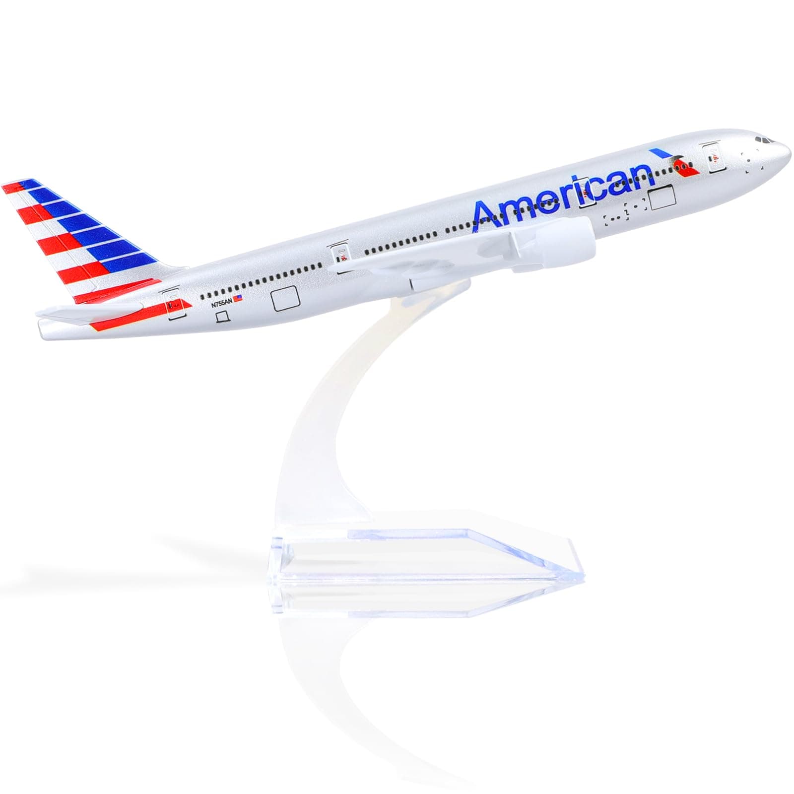 QIYUMOKE Boeing 777 AA 1/400 Diecast Metal Airplane Model with Stand Finished Aviation Alloy Model Airplane (6" Length) Display Collector Model Kit Aircraft Lovers Gift