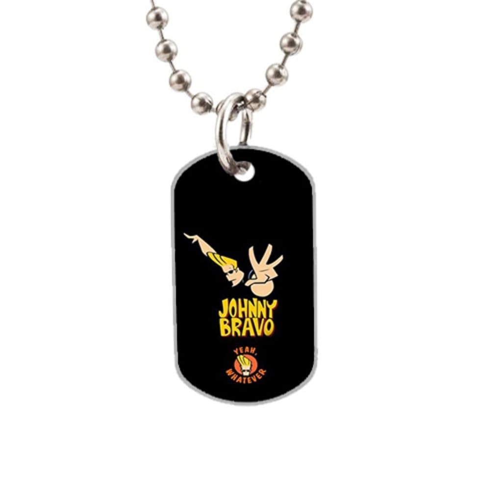 Johnny Bravo - Yeah Whatever Fashion Image Custom Unique (one side)Oval dog tag Big animal Tag Pendant Necklace Chain