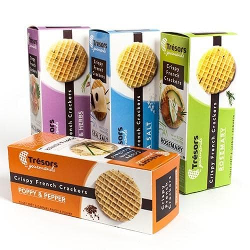Crispy French Waffle Crackers by Tresors Gourmands - Garlic & Herbs (3.3 ounce)