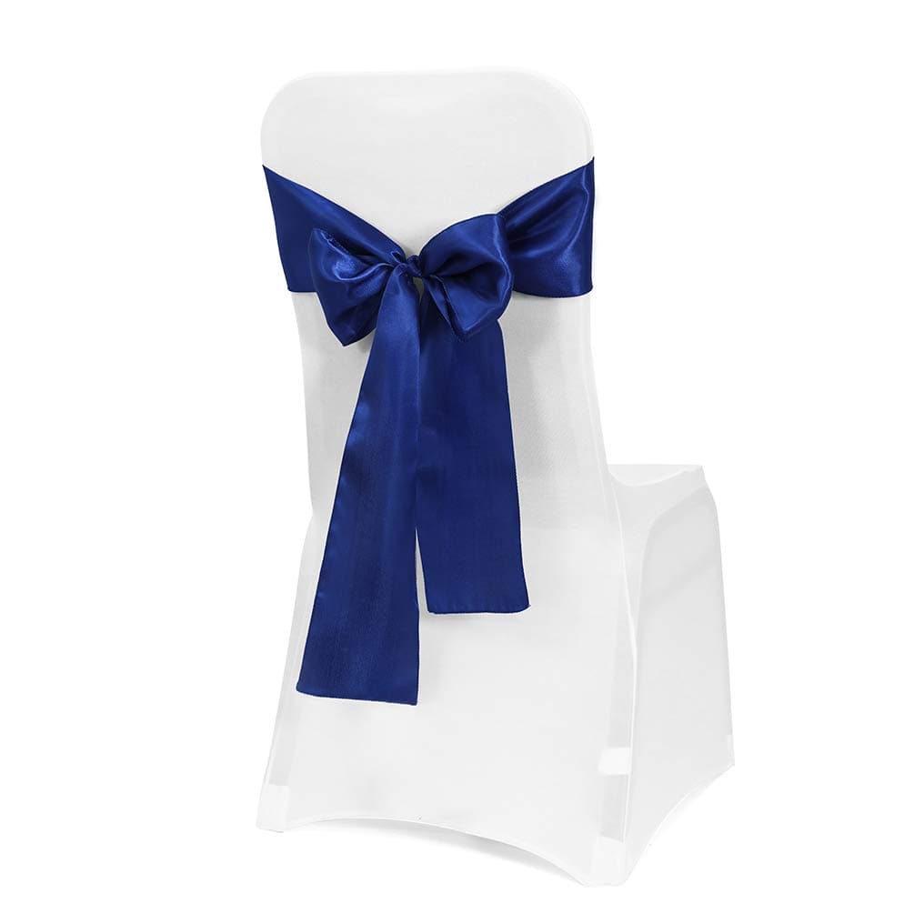 Obstal 50 PCS Satin Chair Sashes Bows for Wedding Reception- Universal Chair Cover Back Tie Supplies for Banquet, Party, Hotel Event Decorations