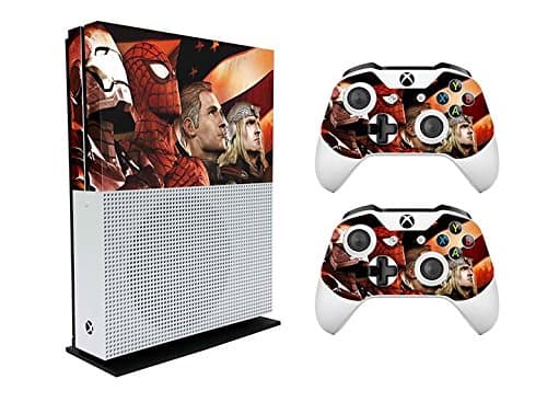 Xbox One S Slim Console and Two Controllers Skin Avengers Quote Me Printing