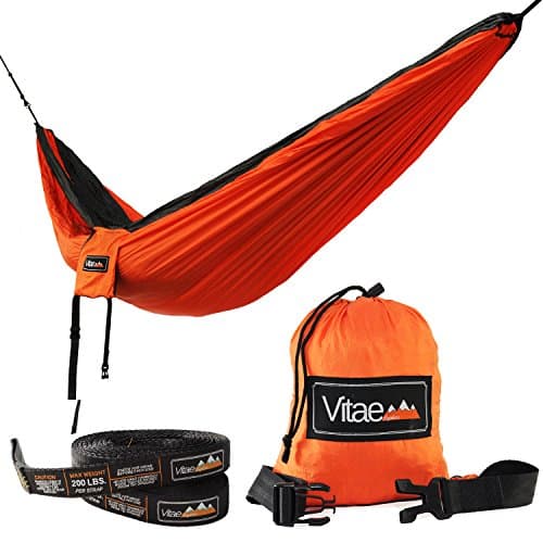 Hiker Hunger Premium Outdoor Hammock - Large Double Size, Portable & Ultra Light (Orange Hammock Set)