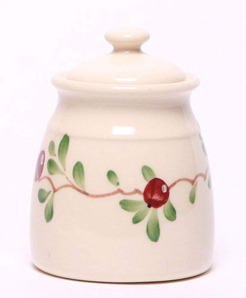 Emerson Creek Ceramic Sugar Jar, Stoneware Dishes Made in the USA (Cranberry)