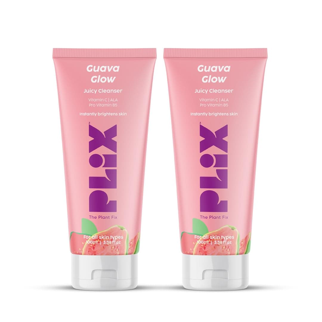 PLIX - THE PLANT FIX Vitamin C Guava Juicy Face Wash (100 ml, Pack of 2) For Skin Brightening, With Pro Vitamin B5 For Moisturization & Alpha Lipoic Acid For Glowing Skin, for Women and Men