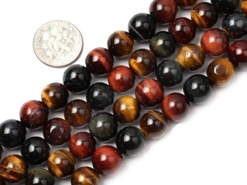 10mm Round red Tiger Eye stone beads strand 15"