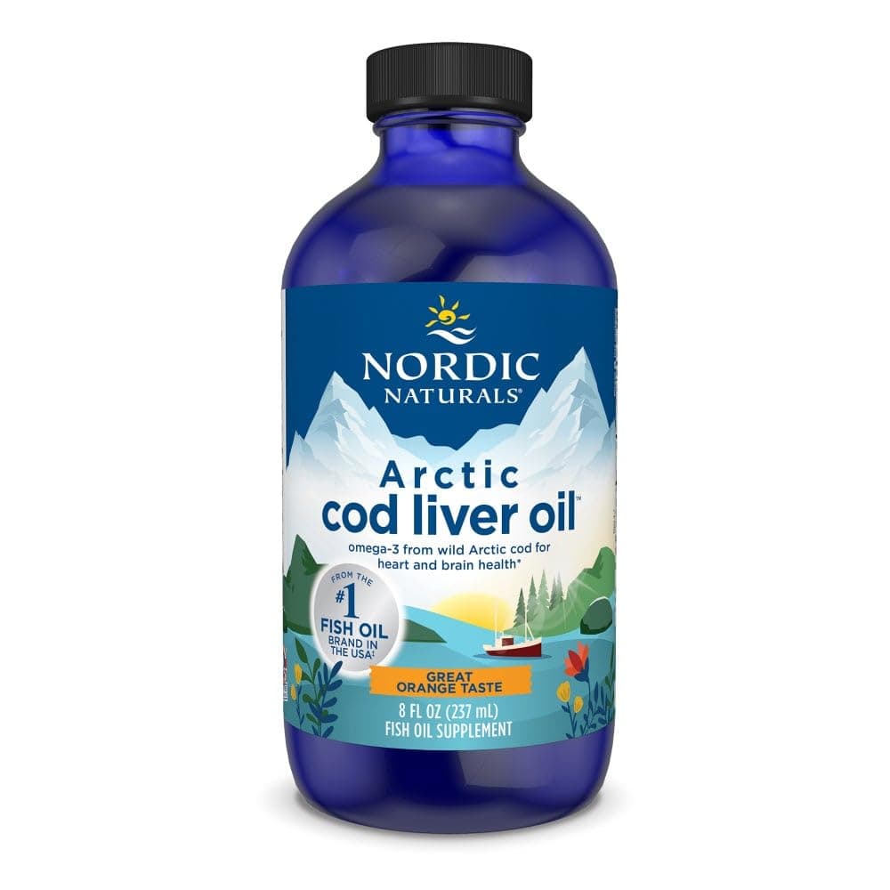Nordic Naturals Arctic Cod Liver Oil|1060 Mg Omega 3 Fish Oil Epa & Dha Supplement|Omega 3 Cod Liver Oil Liquid For Heart,Brain Health|Flavour Orange Fish Oil 8 Fl Oz(237 Ml),48 Servings