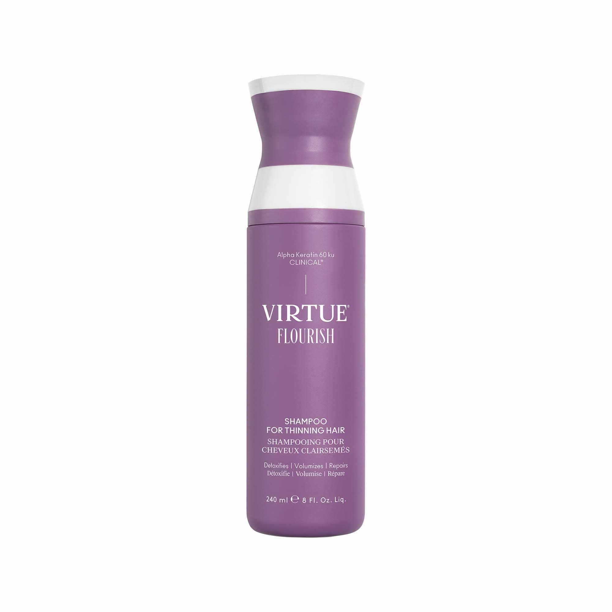 VIRTUE Flourish Sulfate Free Shampoo for Thinning Hair, Volumizing Hair Growth Product, Detoxifies and Repairs, Color Safe