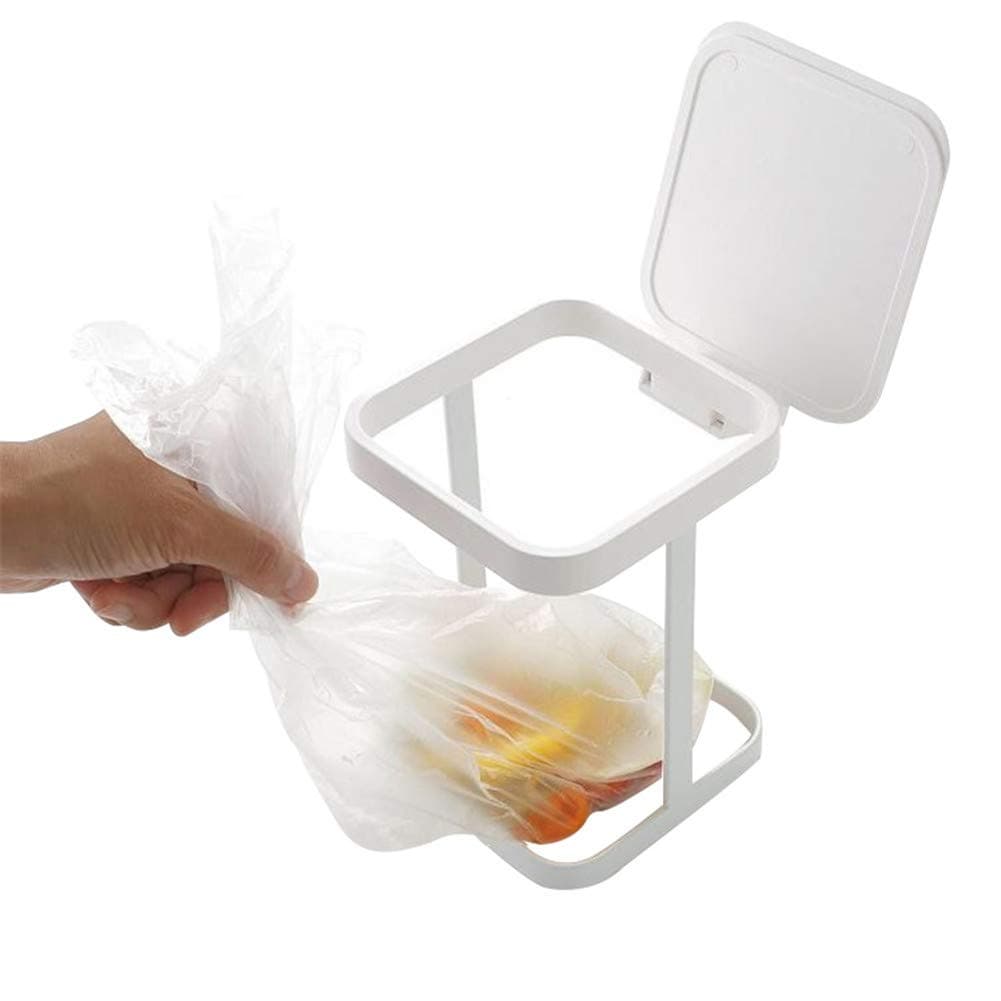 Originals Metal Countertop Trash Can Garbage Bag Holder for Home Kitchen (White) …