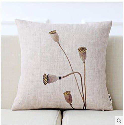 Huanlin Three-dimensional triangle cushions, New Lotus Chinese wind retro cotton pillow office sofa cushion car cushion covers containing core backrest cushions, (Color : C, Size : L)