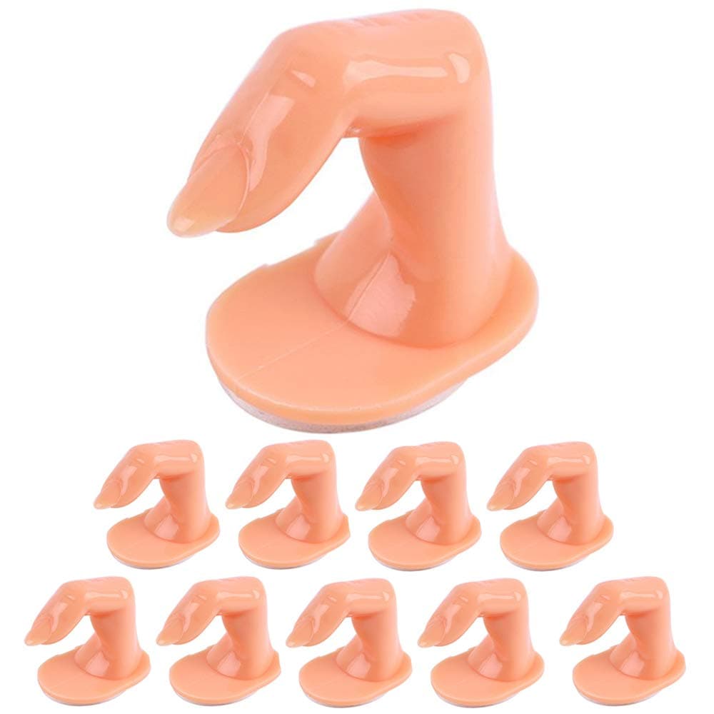 UNIQUE2U Practice Finger Nail Art Practice Finger Plastic Fake Fingers with Nails for Hand Nail Art Training Display Decoration Tools (10 Pcs)