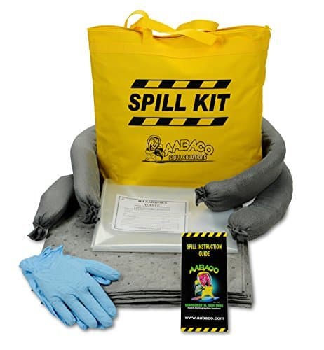 AABACO Universal Spill KIT – 4 Kits - Perfect Spill Kits for Trucks - in Portable High Visibility Yellow Tote Bag –for Spill Response – Chemical Or Oil Containment