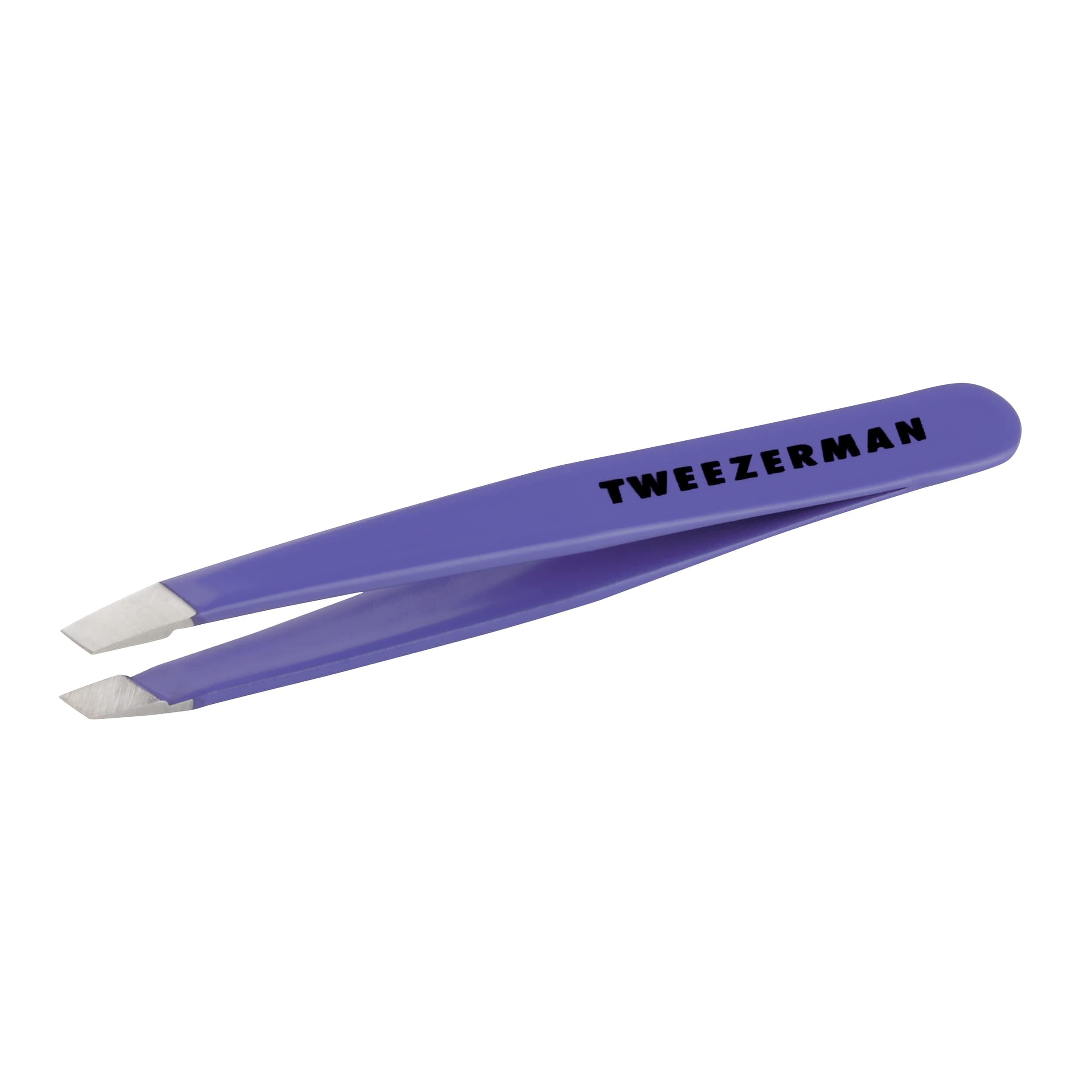 Tweezerman SPA-Mini Slanted Tweezer Lavender Stainless Steel Hand filed, perfectly aligned tips Calibrated tension, control and precision Ideal size for makeup bag