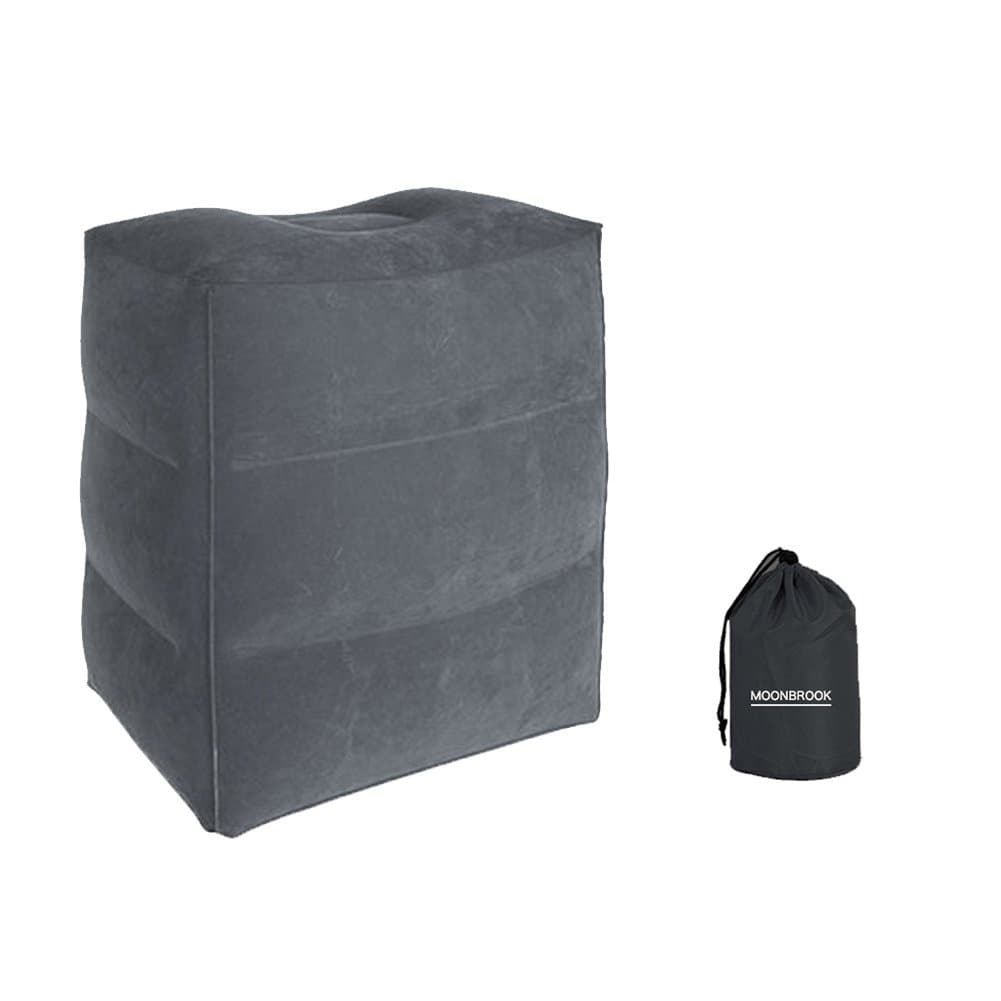 MOONBROOK Travel Foot Rest Pillow,2018 New Relax Inflatable Cushion, Air Pillow Leg Rest Support for Kid Sleeping & Adult Resting during Flight & Car Travel，Home, Camping (Grey)