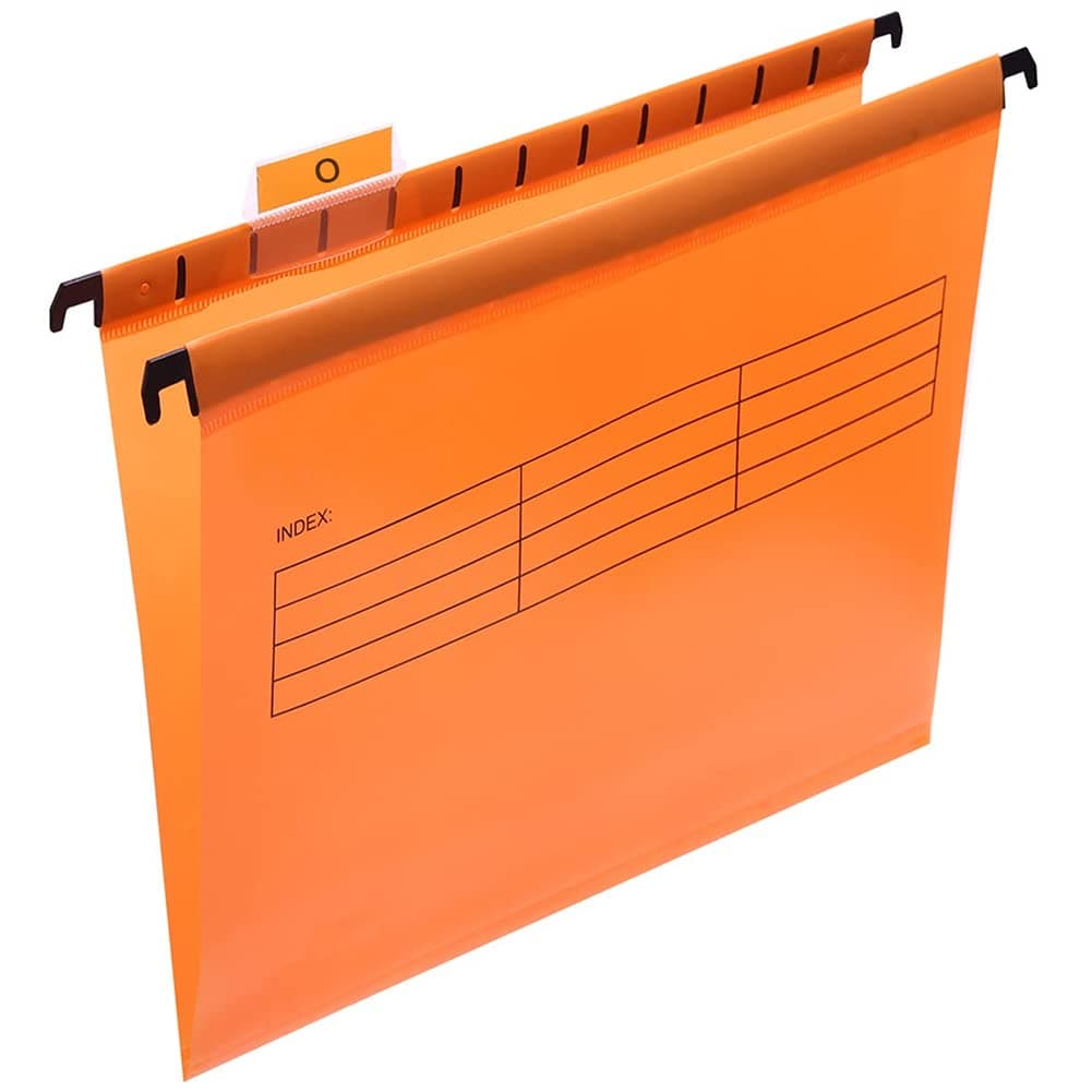 A4 Hanging File Folders with Tabs and Card Inserts for Filing Cabinets (Pack of 12) Polypropylene A4 Suspension Files Storage Interior Filing Folders for Office Home School (Orange)