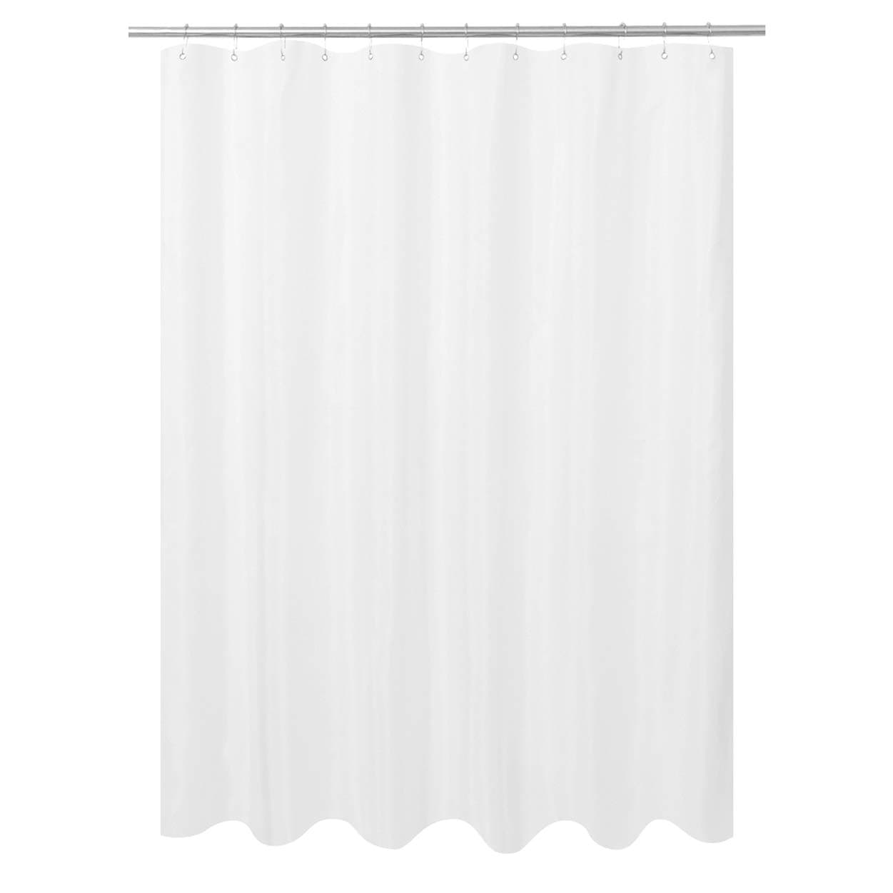 N&Y HOME Ultimate Waterproof Fabric Shower Curtain or Liner, Machine Washable, Breathable Fabric TPU Lining Bath Tub Shower Liner, White, 72x72 inch