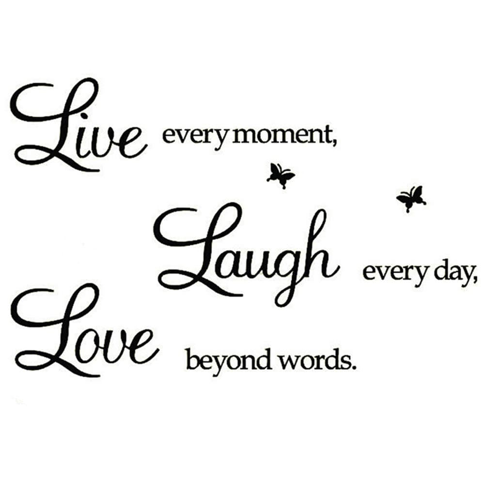 Rertcioph Live Every Moment,Laugh Every Day,Love Beyond Words,Wall Sticker Motivational Wall Decals,Family Inspirational Wall Stickers Quotes