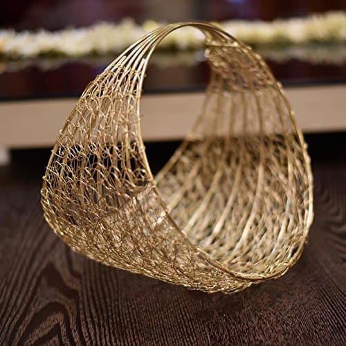GIFTING BEST WISHES Metal Decorative Gift Baskets | Hamper Baskets | Packing Basket | Wedding Basket | Basket for Gift Hamper - Golden