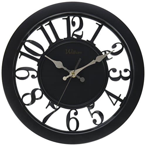 Ashton Sutton Round Quartz Analog Wall Clock, 11-Inch, See Thru Black Case