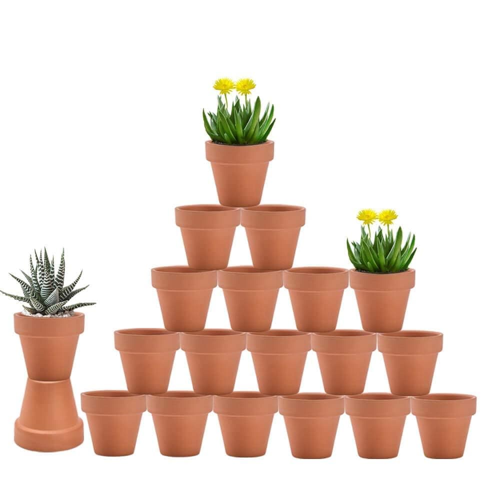 vensovo 3 Inch Terra Cotta & Terracotta Pots with Drainage - 20 Pack Clay Flowerpots, Succulent Nursery Planter Great for Plants, Crafts, Wedding Favor