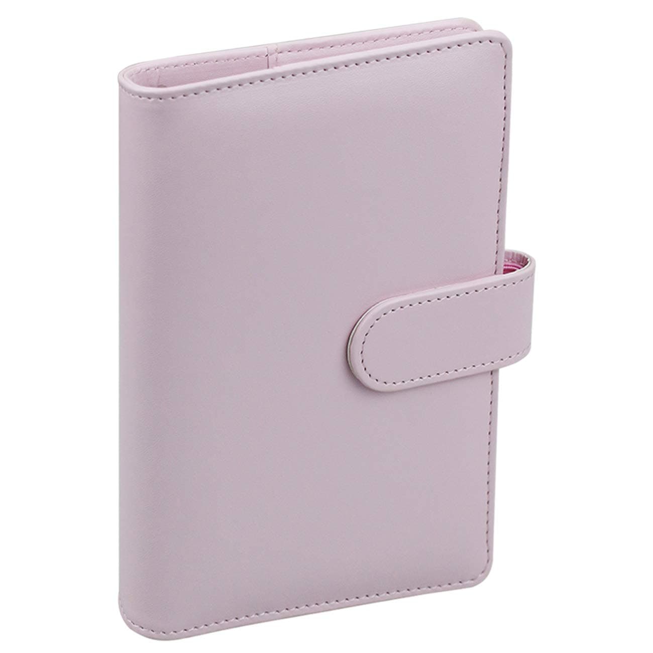 A6 PU Leather Notebook Binder,Refillable 6 Round Ring Binder Cover for A6 Filler Paper,Macaron Notebook Personal Planner Binder with Magnetic Buckle,Pink