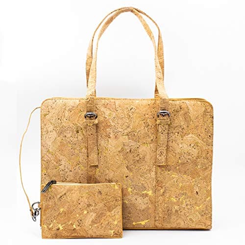 Natural and Gold Cork Vegan Tote Bag Purse |Trending Design |Laptop Handbag| Vegan-friendly Bag | Eco-Friendly | BAG-323-A