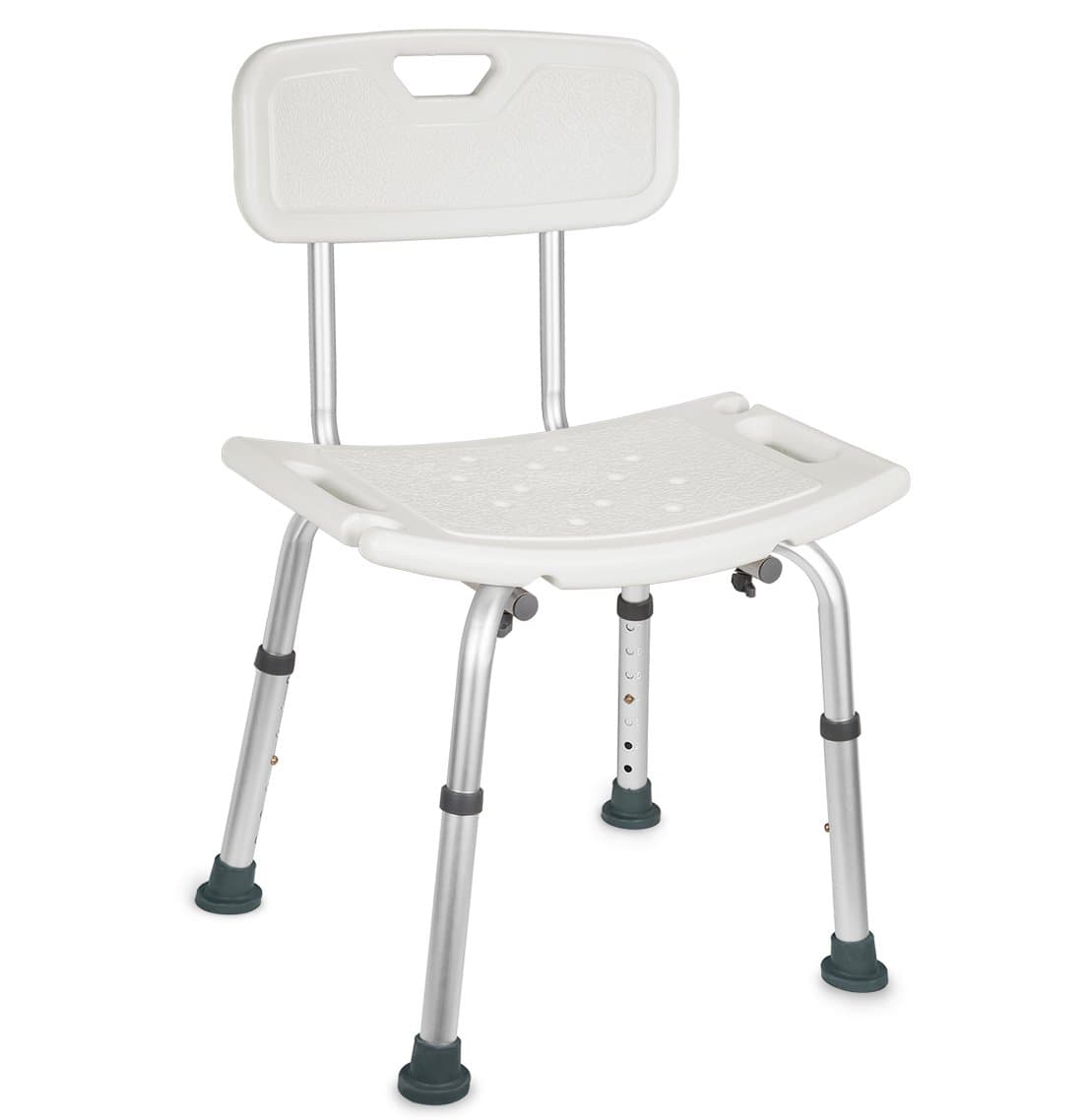 Marine Moon Shower Chair, Bath Bench with Handles and Removable Back, Collapsible Shower Seat, Tool-Free Assembly, White