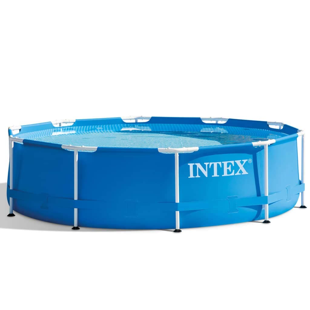 Intex28202UK 10ft x 30in Above Ground Metal Frame Outdoor Round Swimming Pool with Filter Pump Included, 4,485 liters, Blue, Measures ‎305 x 305 x 76 cm