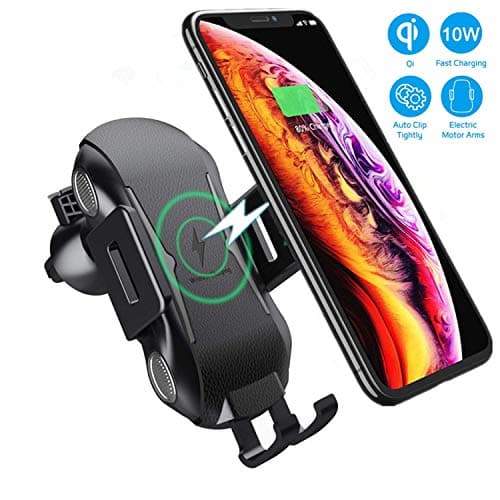 Marrrch Wireless Car Charger,Full-Automatic 10W Qi Fast Charging for Samsung Galaxy S10e/Note 9/8/ S9/ S8, Air Vent Car Phone Mount Phone Holder Compatible with All Qi Phones (Black)