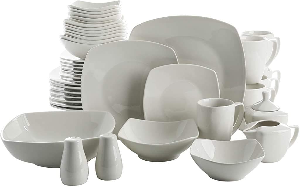 Gibson Home Porcelain Dinnerware Set, White, 39 Piece