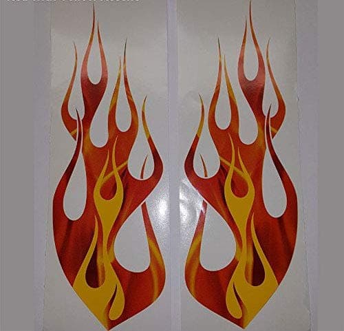 Flame in Flame Duo Decal Kit Golf Cart, ATV, RC Truck, Car Motorcycle, Helmet (Red with Yellow Accent)