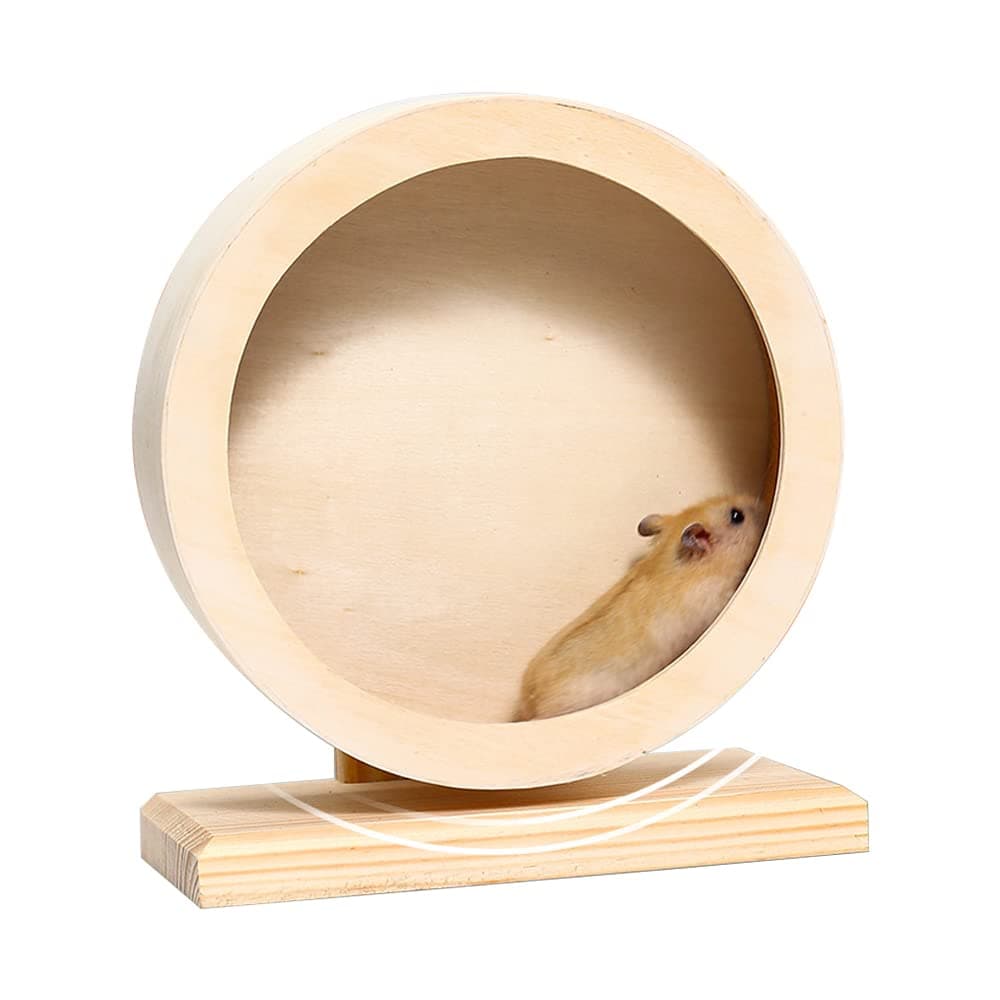 NeoStyle Hamster Exercise Wheel,Silent Wooden Small Pets Exercise Wheel,Gerbil Wheel,Running Spinner Wheel Play Toy for Rat Gerbil Mice Chinchillas Hedgehogs Guinea Pigs (S, Wooden)