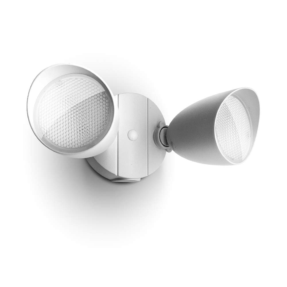 LUTEC 6222W-D2D Outdoor Security Wall Light Waterproof 2500 Lumens 32W Metal Dual Head Flood Light for Yard, Garden, Backyard White