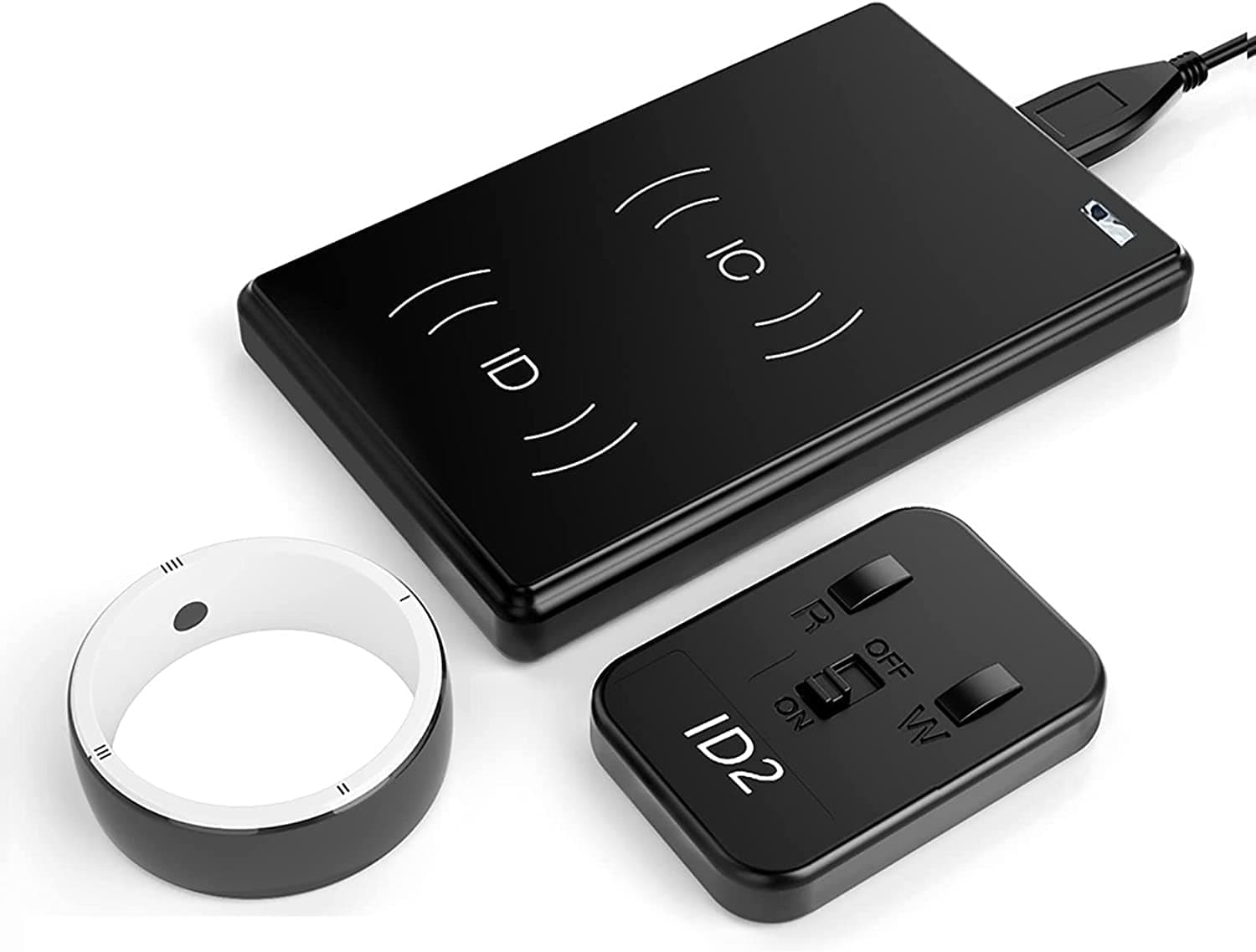 R5 Smart Ring, Multi-Function Ring with CDS RFID Replicator, Build-in 6 RFID Cards and 2 Health Stones,Controller IC/ID/NFC Reader NFC Phone Smart Rings, Compatible with iOS and Android