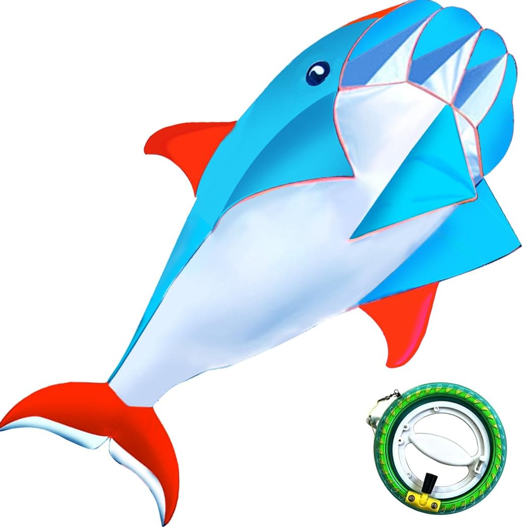 HENGDA KITE 3D Kite for Kids and Adults,Easy to Fly,Excellent Fabric and Structure Design，Huge Frameless Soft Parafoil Giant Whales Dolphins Kite