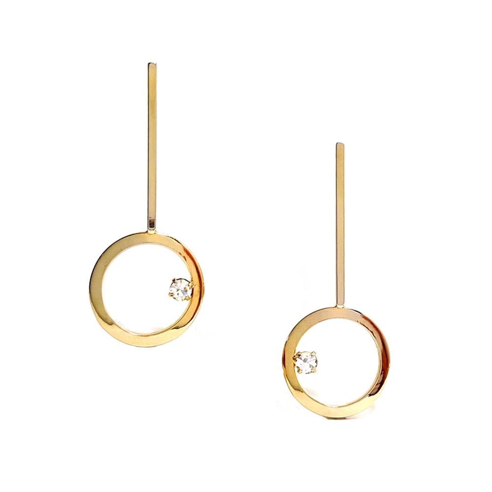 Linear Geometric Stud Drop Earrings With Rhinestone Stud Drop Earrings