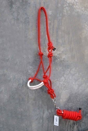 QUALITY ROPE HALTER PADDED ON NOSE FOR PARELLI NATURAL HORSEMANSHIP WITH DETACHABLE ROAP LEAD (Red)