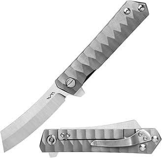 Titanium Custom Pocket Folding Knife Razor Blade Ball Bearing System with TC4 Titanium Lightweight Handle for Outdoor Camping Survival,Gift for Gentleman Husband Men