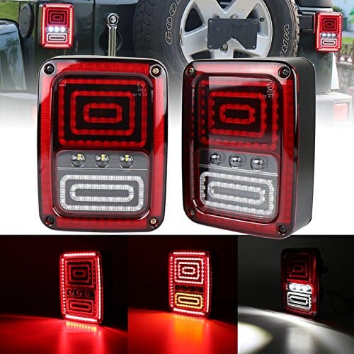 OVOTOR Snake Style JK LED Tail Lights for Jeep Wrangler JK JKU 2007-2017 Braking Turn Signal Back up Reverse Light Assembly