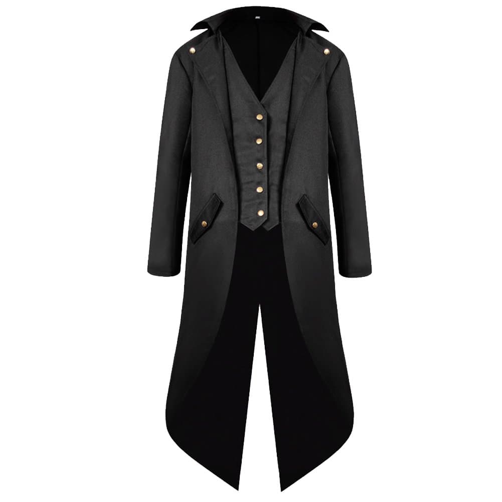 H&ZY Men's Steampunk Vintage Tailcoat Jacket Gothic Victorian Frock Coat Uniform Halloween Costume
