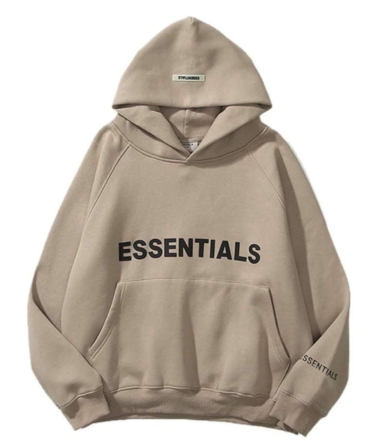 ZALON FOG brand ESSENTIALS Spring and Autumn long sleeve top loose sports sweater hoodie Camel