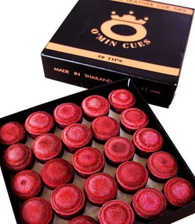 1box X 50tips of Omin Cue Laminated Leather Pool Snooker Red Cue Tip 11mm Hard