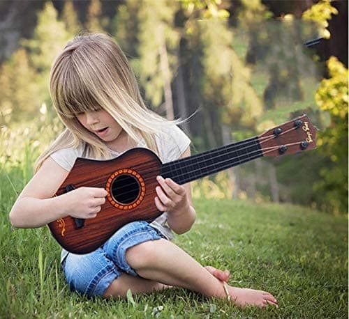 Seven Moon Four String Guitar Children Can Play Guitar Ukulele Instruments Beginner Musical Sound Toys Best Gift for Children (57 cm)