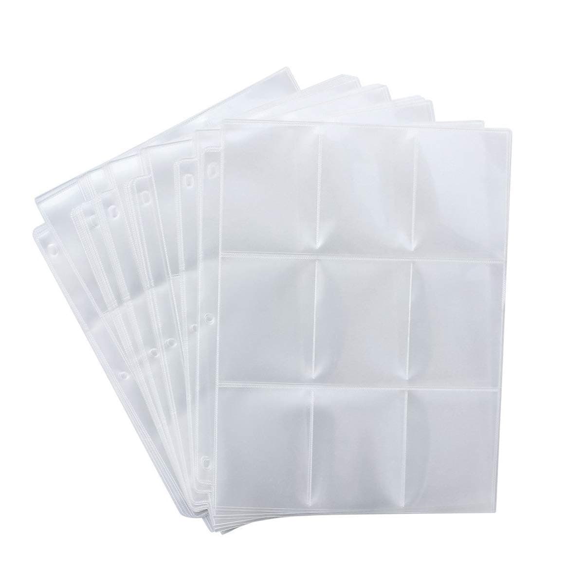 9 Pocket Trading Card Sleeves Storage Binder Page Wallets Album Coin Pages Collection,Game Card Sleeves Holder Set for Skylanders, Pokemon,Top Trumps 50Pack