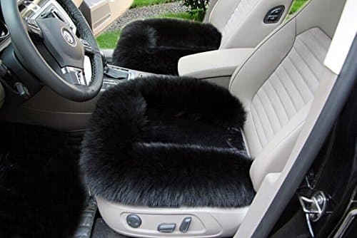 Single Car Seat Cushion Sheepskin Car Seat Cover Soft Wool Car Seat Covers Wool Car Cushion Winter (black)