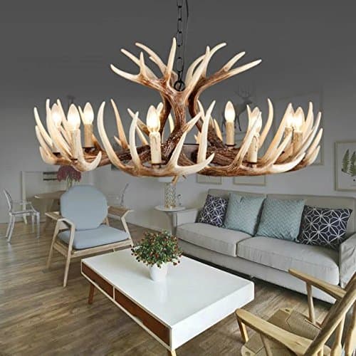 Vintage Style Resin Deer Horn Antler Chandeliers,9 Lights(Bulbs Not Included)